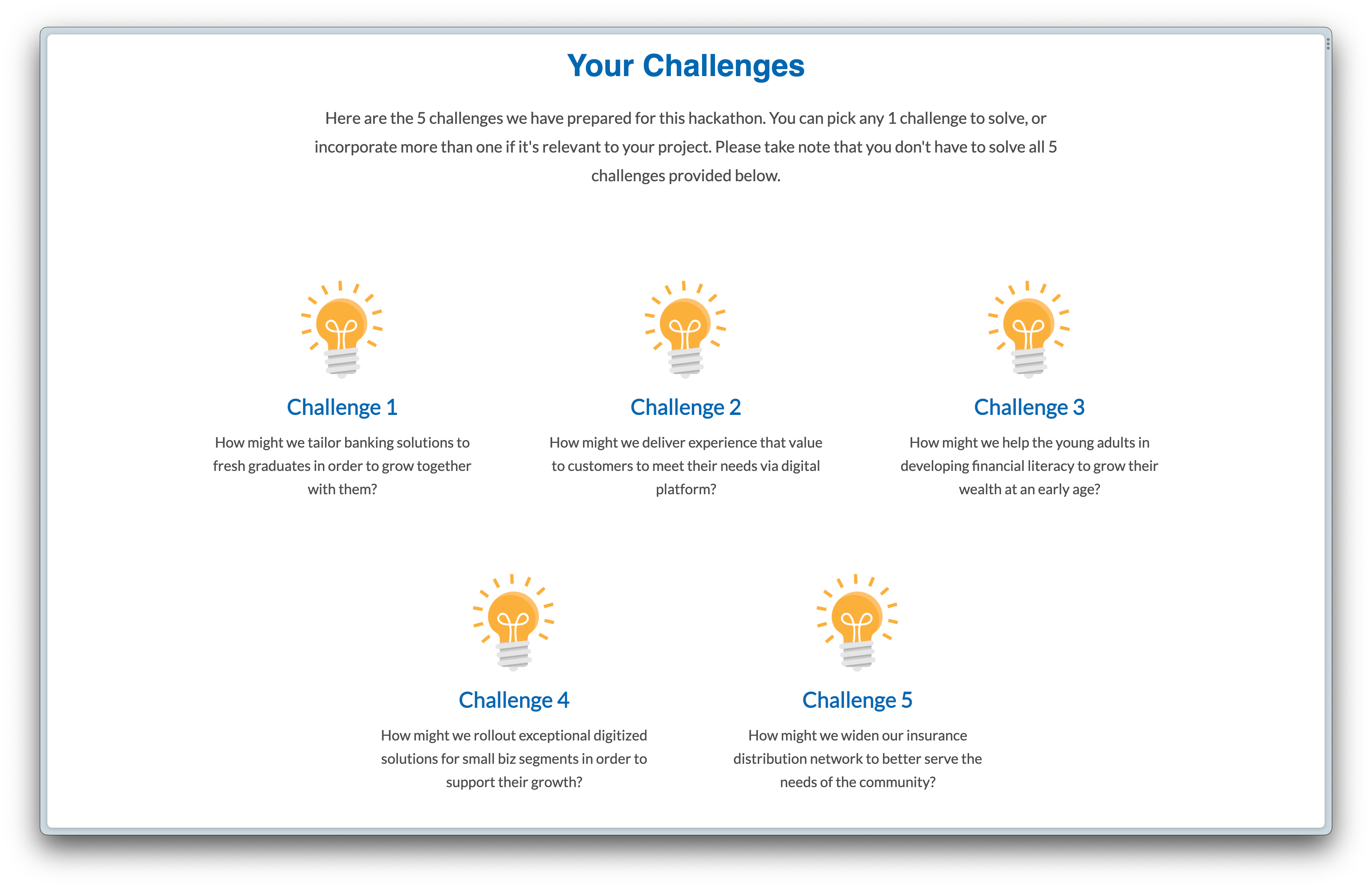 Challenges screenshot