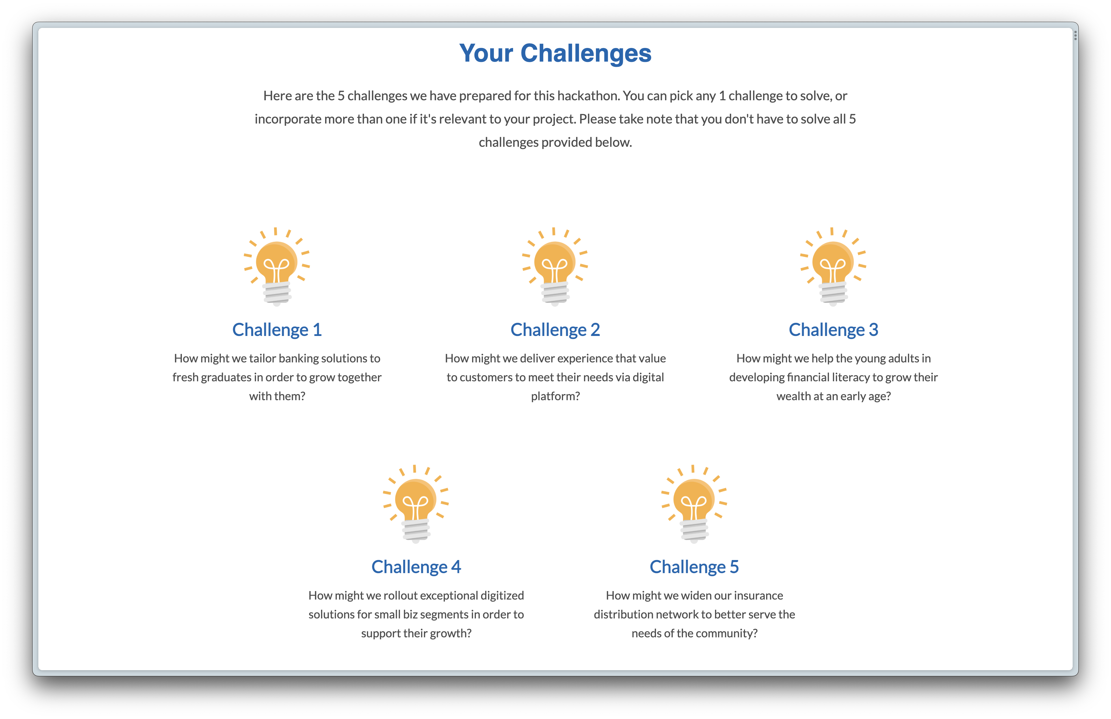 Challenges screenshot