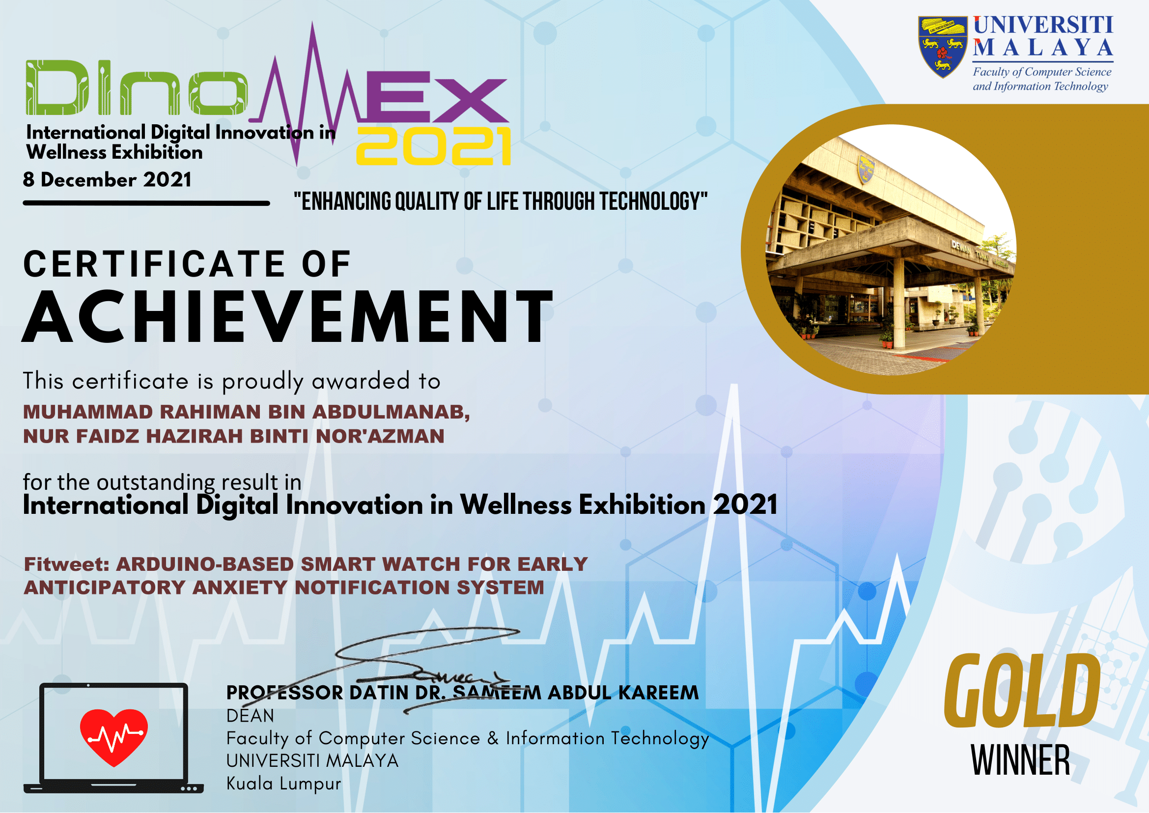 DInoWEx 2021 Gold Medal