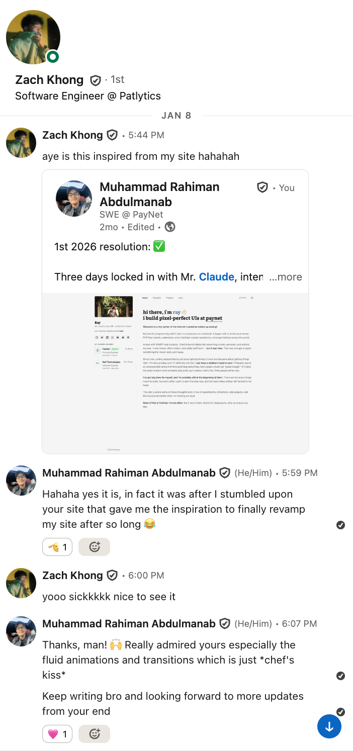 Zach's conversation on LinkedIn