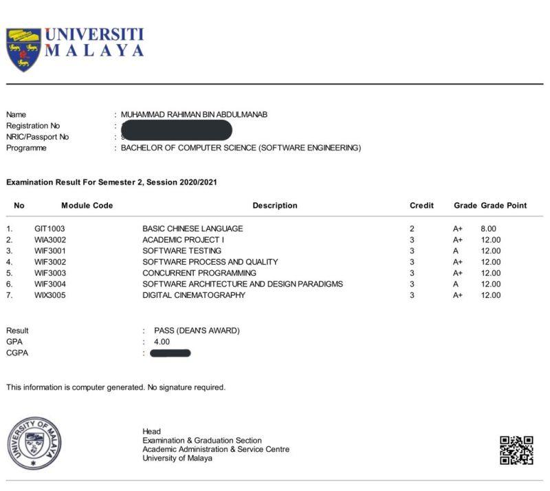 Semester 6 result