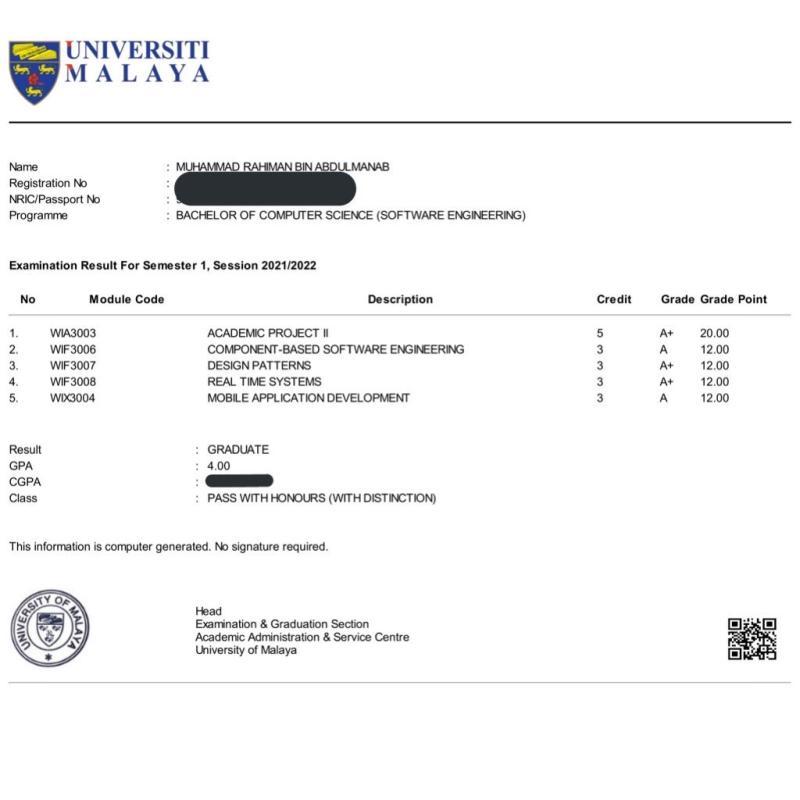 Semester 7 result